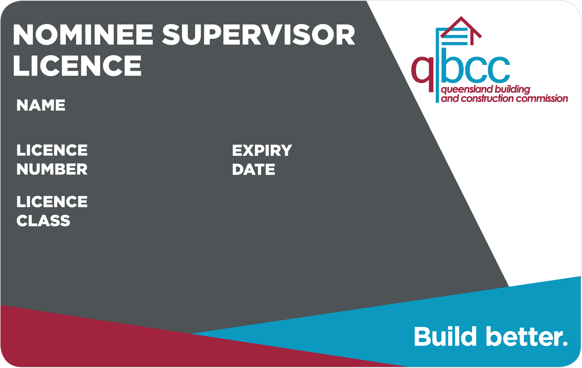 Nominee supervisor licence card