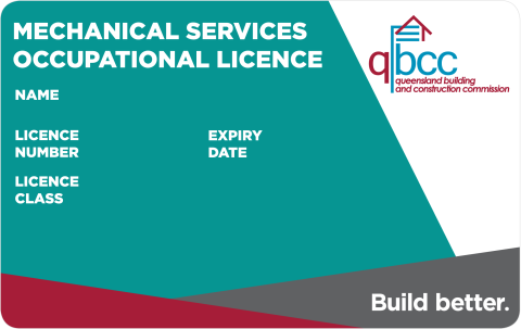 Mechanical services occupational licence card