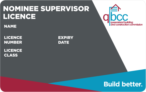 Nominee supervisor licence card